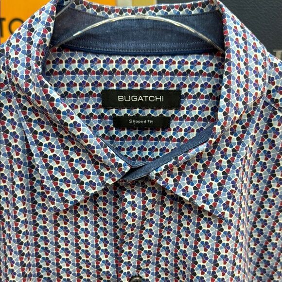 Bugatchi Blue and White Casual Button Down Shirt - Picture 2 of 8